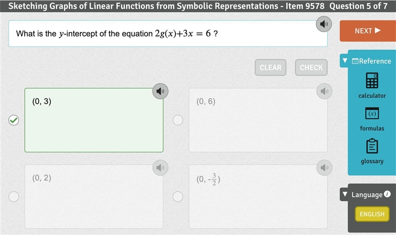 What is the y-intercept of 2g(x)+3x=6? A.) (0,3) B.) (0,6) C.) (0,2) D.) (0, -3/2)-example-1