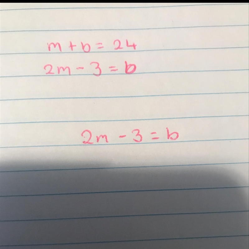 Magie's brother is 3 years younger than twice her age. the sum of their ages is 24.how-example-1