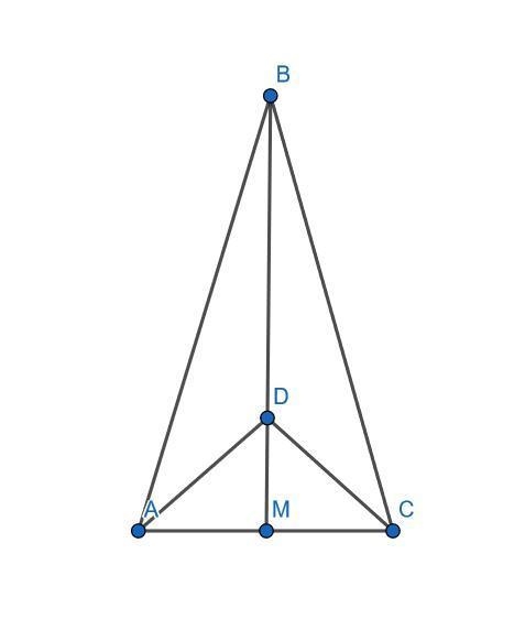 In isosceles triangle ∆ABC, BM is the median to the base AC . Point D is on BM . Prove-example-1