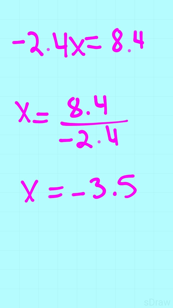 What is the value of x in the expression -2.4x=8.4-example-1