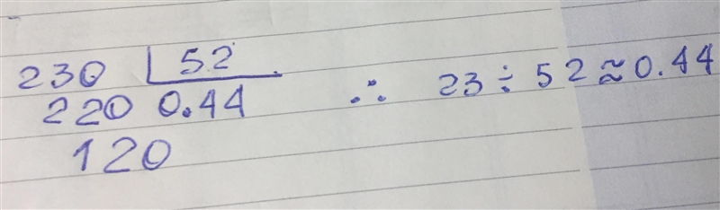 Find the quotient. 23 ÷ 52-example-1