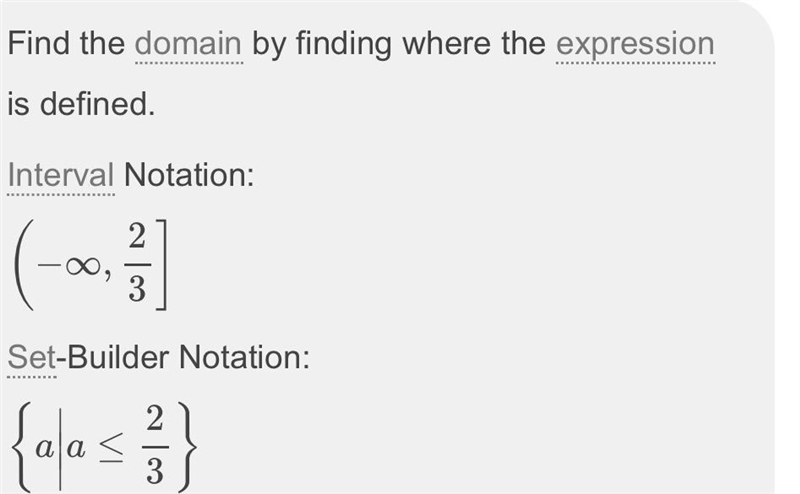 What is the domain of the expression √(4-6a) HELP ANYONE PLEASE-example-1