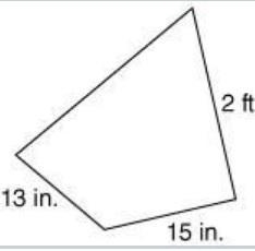 If the perimeter of this quadrilateral (2ft 13ft 15in this is the quadrilateral) is-example-1