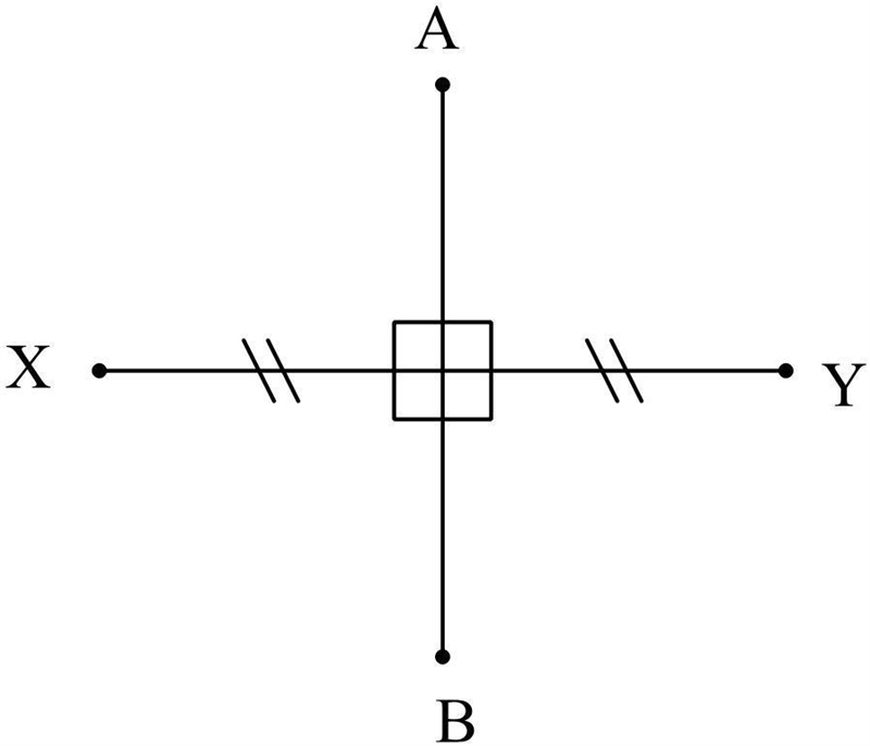 What is the measure of the angle of intersection when AB is the perpendicular bisector-example-1