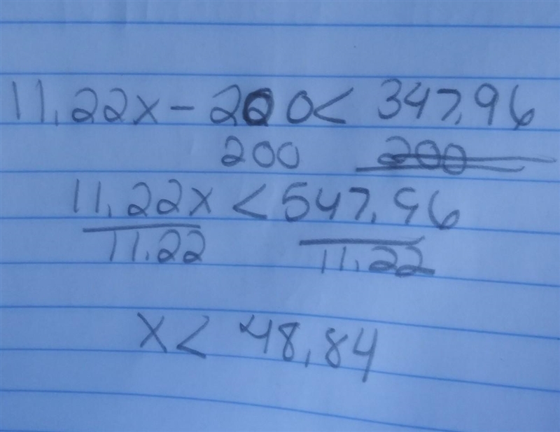 Round to the nearest hundredth 11.22x-200<347.96 X<48.84 X<13.19 X>48.84 X-example-1