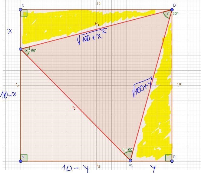 One of the vertices of an equilateral triangle is on the vertex of a square and two-example-2