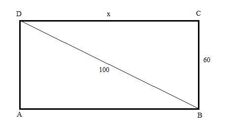 Consider the following figure. Rectangle ABCD showing its diagonal BD measuring 100 units-example-1