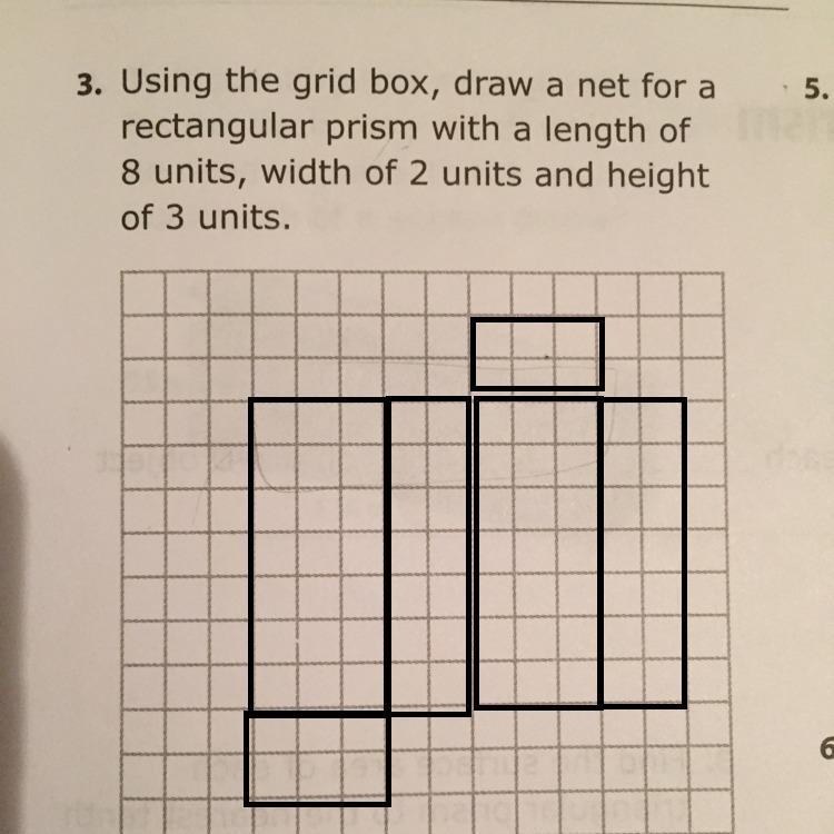 Using the grid box, draw a net for a rectangular prism with a length of 8 units, width-example-1