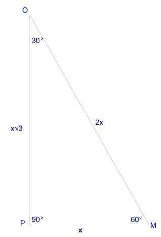 Solve the following problems: b Given: ∆MOP P∆MOP =12+4 3 m∠P = 90°, m∠M = 60° Find-example-1