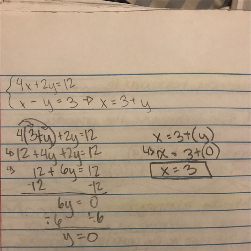 What is the value of the x variable in the solution to the following system of equations-example-1