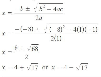 Help! what are the solutions of this quadratic equation? x^2+ 4=8x+5-example-1