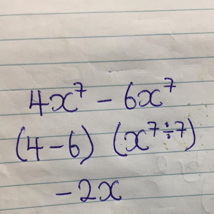 What is the sum or difference? 4x^7-6x^7-example-1