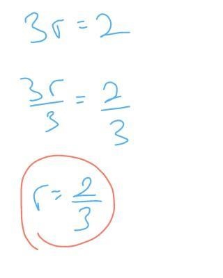 Explain why the solution to 3r=2 must be less than 1-example-1