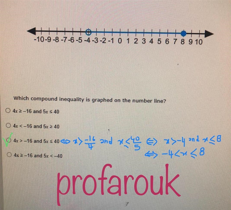 Which compound inequality is graphed on the number line?-example-1