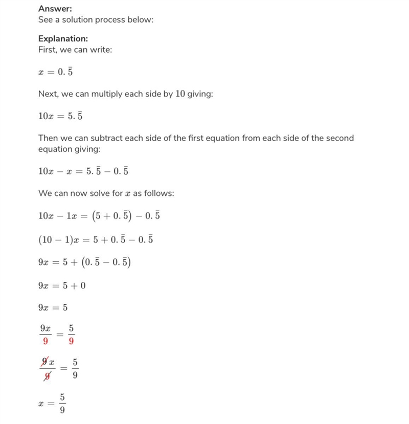 Write -0.5 repeating as a fraction in simplest form​-example-1