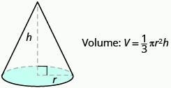 Find the volume of a cone with a. Height of 12 in and a base radius of 3 in-example-1