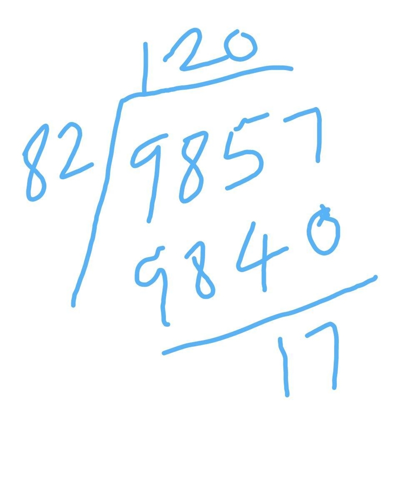 What is the remainder when 9,857 is divided by 82? A) 16 B) 17 C) 19 D) 21-example-1