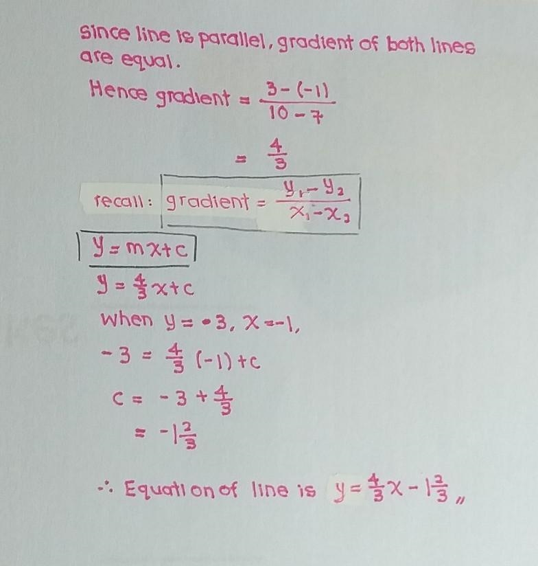 Write the equation of the line that passes through (-1, -3) and is parallel to the-example-1