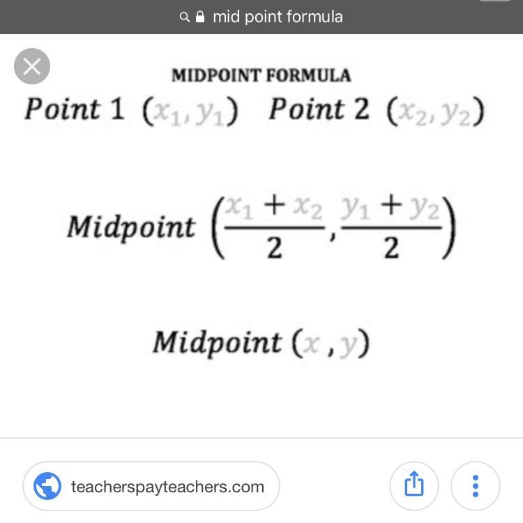 What is the midpoint of (6,2) and (10,0)?-example-1