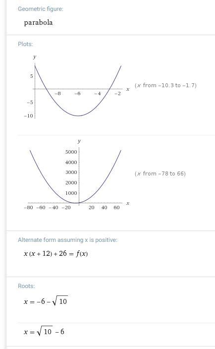 Rewrite f(x) = x2 + 12x + 26 in general form. Because both sides of the equals sign-example-1