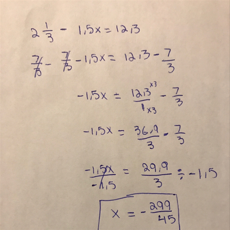 2 1/3 −1.5x=12.3 Solve for x-example-1