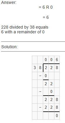 228 divided by 38 step by step-example-1