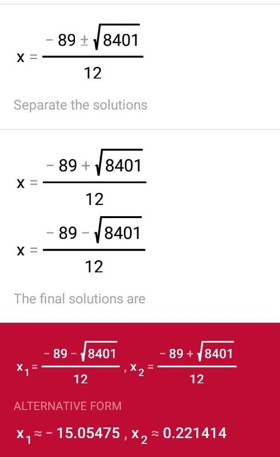 Solve the quadratic equation.......12x^2+178x-40-example-2