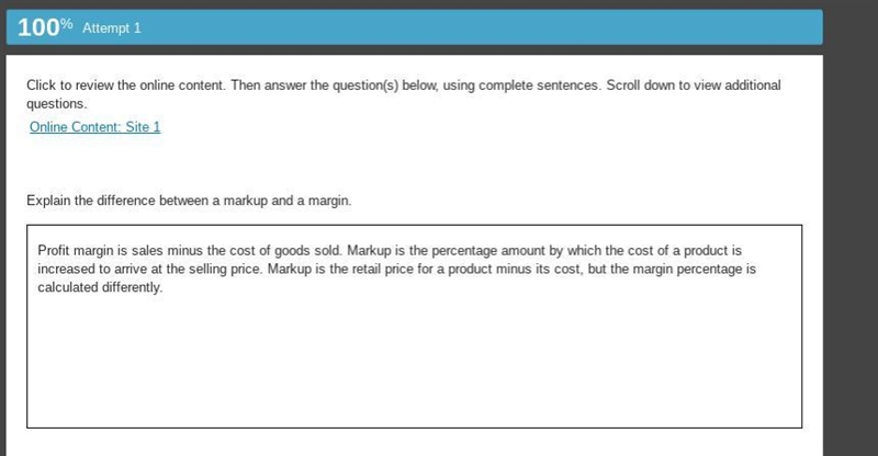 Explain the difference between a markup and a margin.-example-1