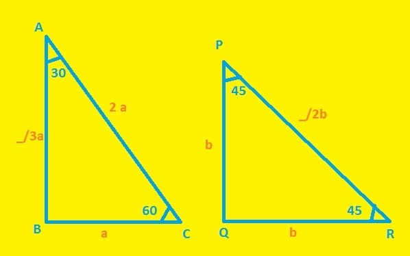 How are the proofs for the side length ratios of 30-60-90 and 45-45-90 triangles similar-example-1