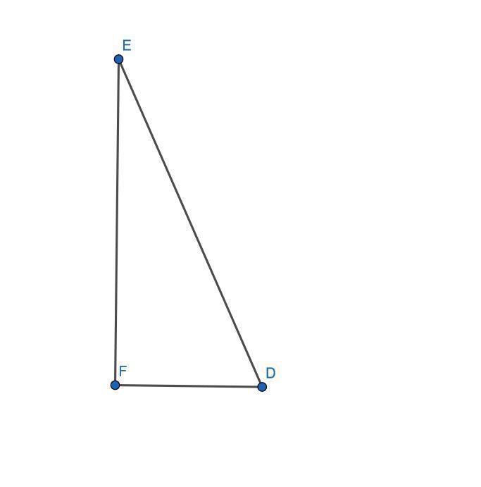 Yo please help Triangle D E F is shown. Angle E F D is a right angle. The length of-example-1