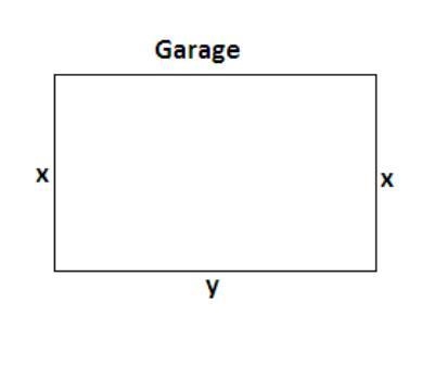 A land owner is planning to build a fenced-in, rectangular patio behind his garage-example-1