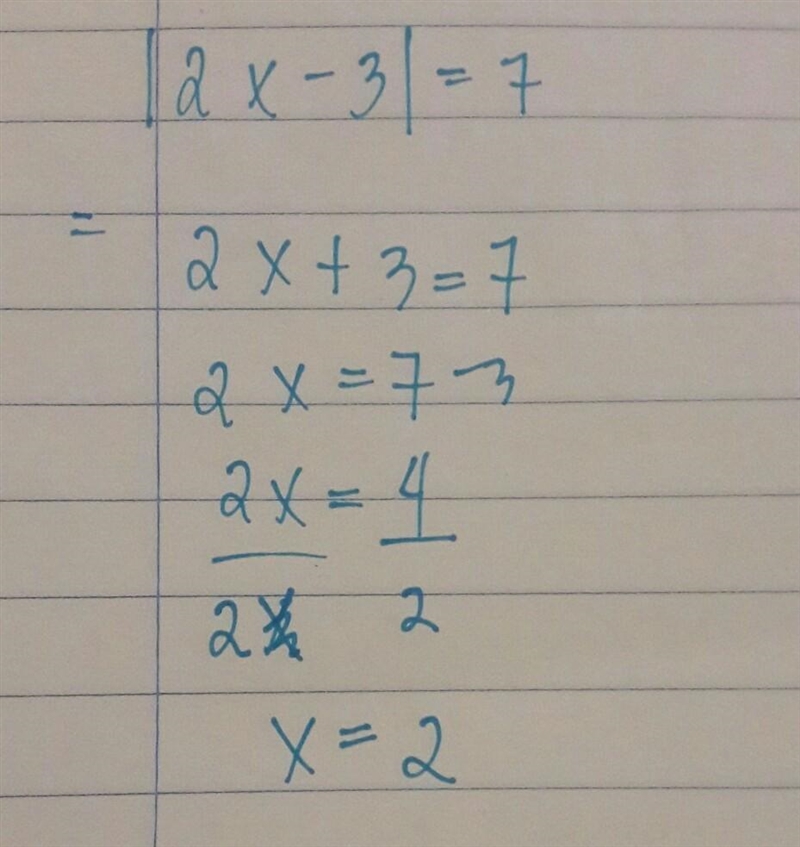 What equations can be graph to solve |2x-3|=7?-example-1