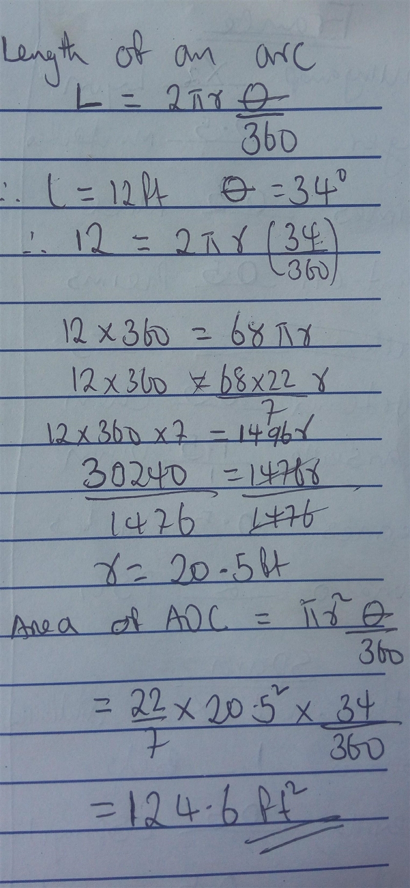 Guys please help..... If the angle of O is 34 degree, AC = 12 feet, solve the AOC-example-1