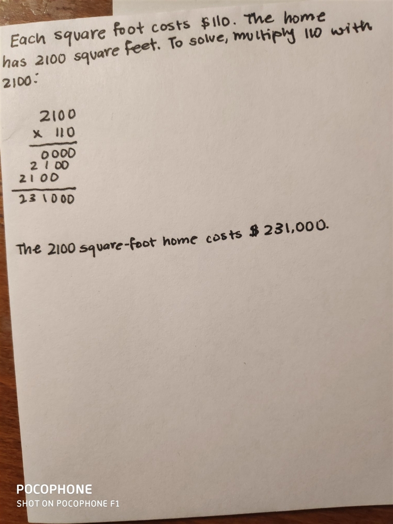 A 2100 square-foot home in Chayanne Wyoming costs $110 per square foot. How much does-example-1