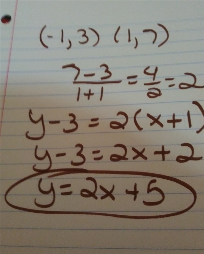 10. (01.05) What is the equation in point-slope form of the line passing through (-1, 3) and-example-1