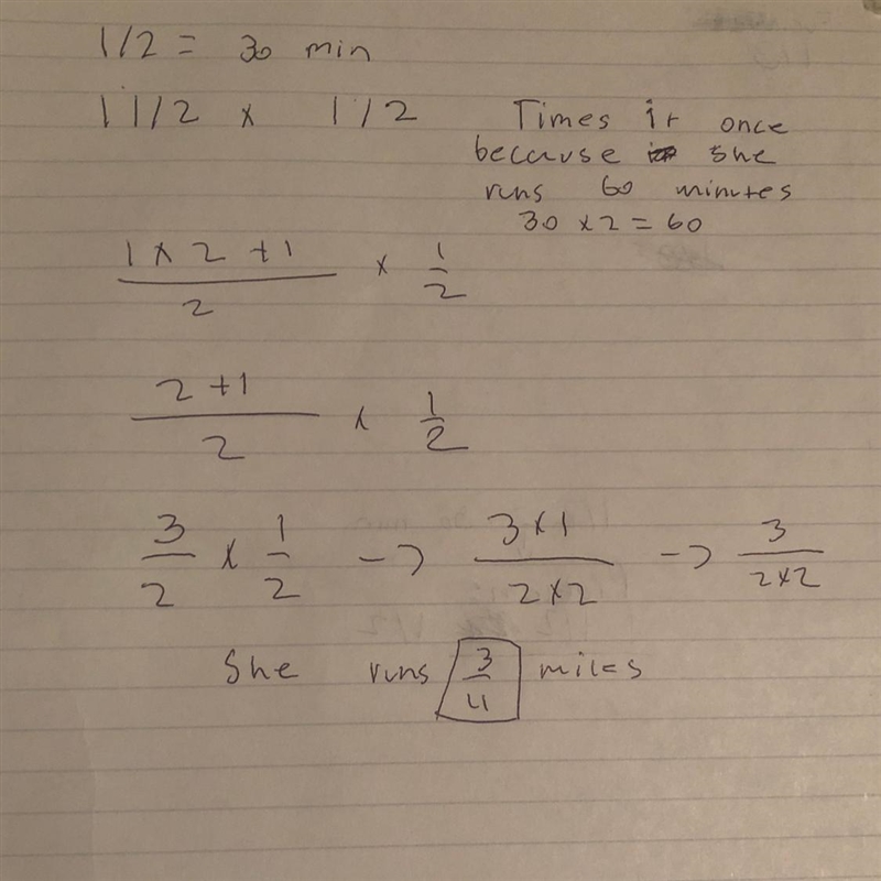 Elizabeth can jog 1 1/2 miles in 1/2 hour. How many miles can she jog in 1 hour-example-1