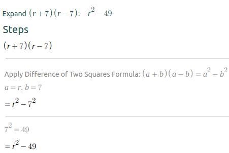 Multiply. (r + 7)(r - 7)-example-1