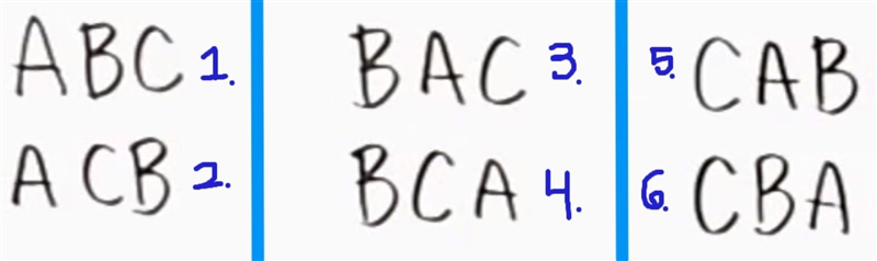 Find the permutation of these letters (a,b,c) taking a letter at a time​-example-1