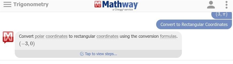 Write the polar coordinates (3, 3) in rectangular form, a. (0,3) c. (-3,0) b. (3,0) d-example-1