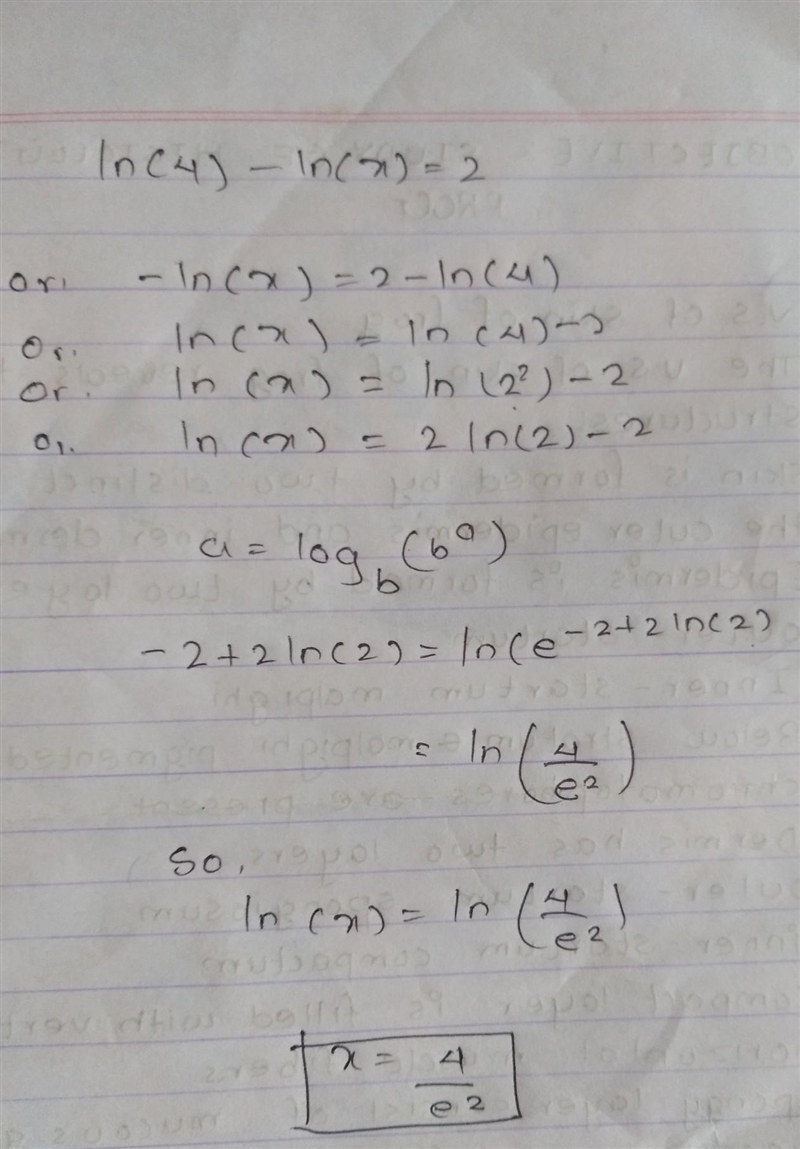 Log (4) - log (x) = 2​-example-1