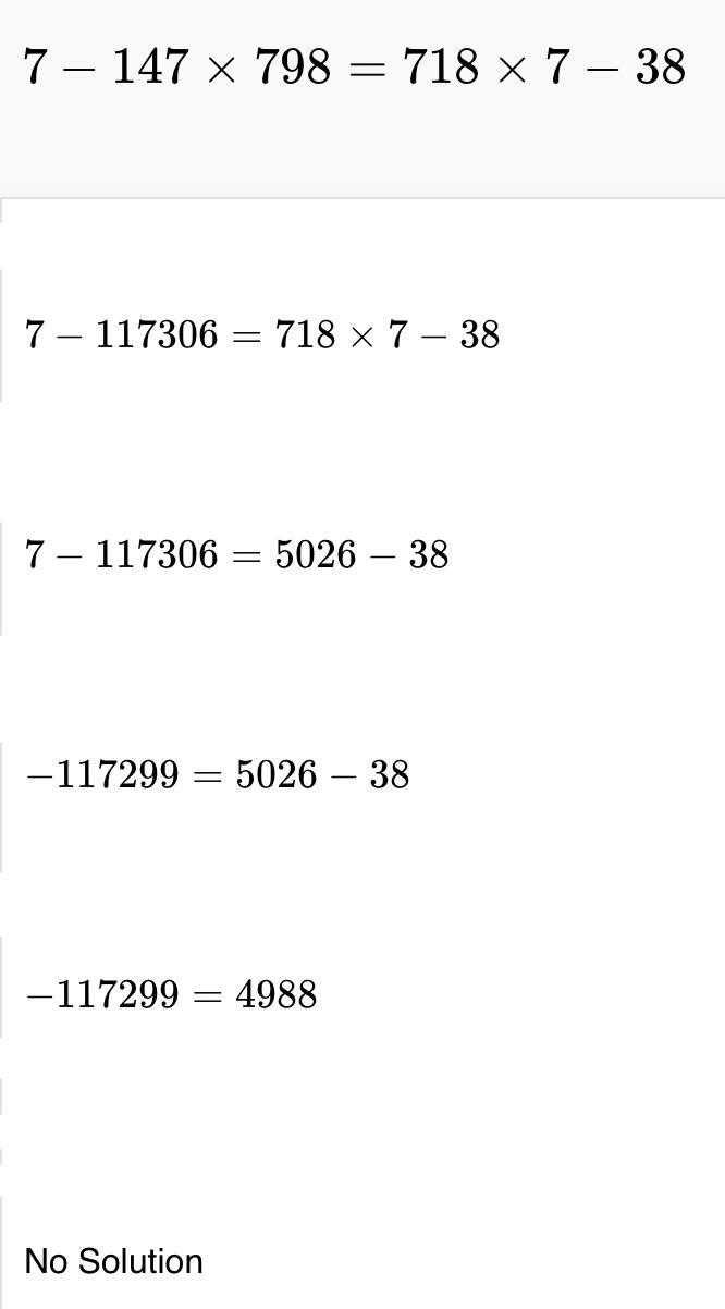 Find the missing term. 7-147 × 798 = 718 × 7-38 ×-example-1