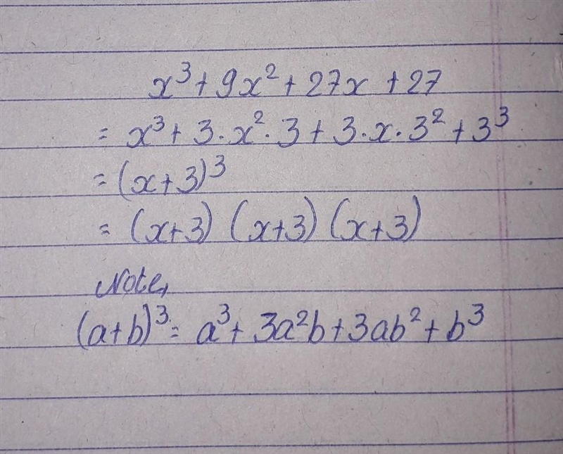 How do you factor this expression: x^3 + 9x^2 + 27x + 27-example-1