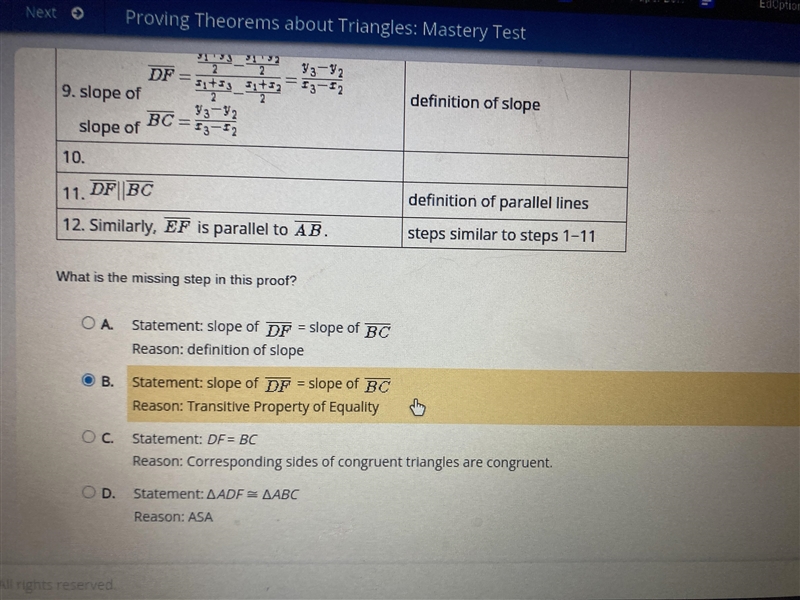 A midsegment triangle ABC is parallel to a side of triangle ABC what is the missing-example-1