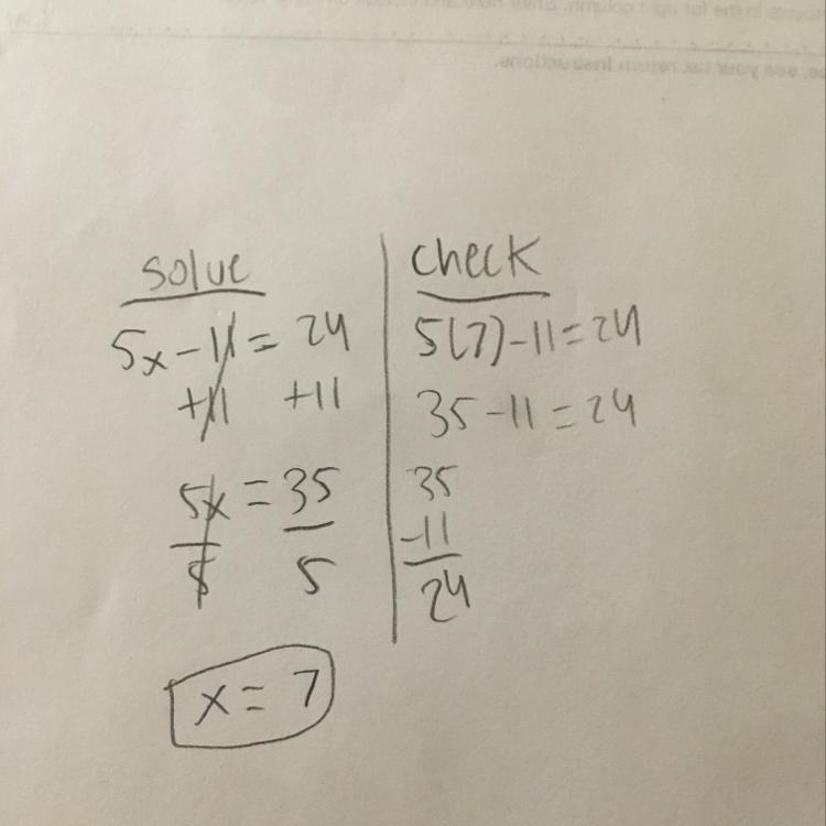 5x-11=24 what is x solve and check​-example-1