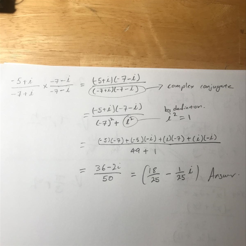 Find the quotient of (-5+ i)/(-7 + i)-example-1