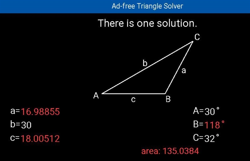 Solve the triangle. Round your answers to the nearest tenth.-example-1