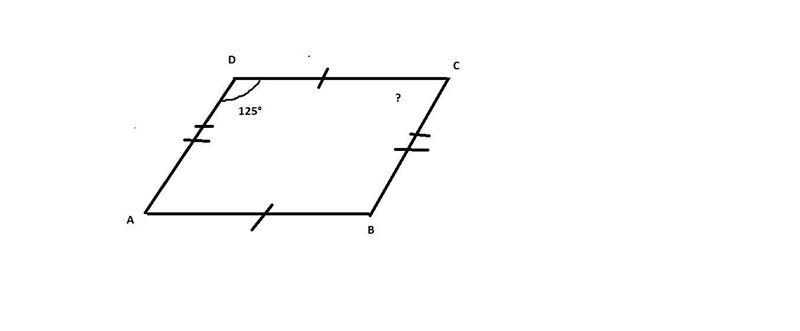 COO 1. ABCD is a parallelogram. The diagram is not drawn to scale. If mZCDA = 125°, then-example-1