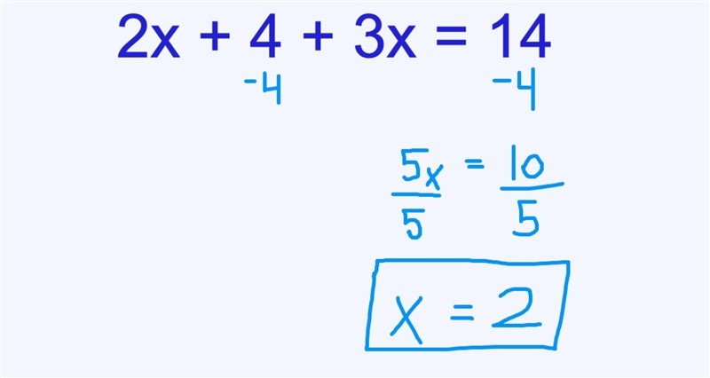 What is 2x+4+3x=14 ?-example-1