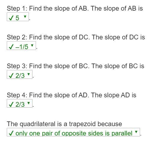 Determine whether quadrilateral ABCD with vertices A(–4, –5), B(–3, 0), C(0, 2), and-example-1