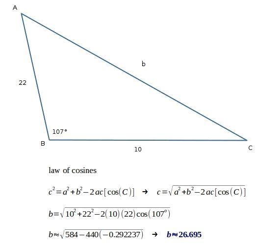 Find the area of the triangle with the given measurements. Round the solution to the-example-1